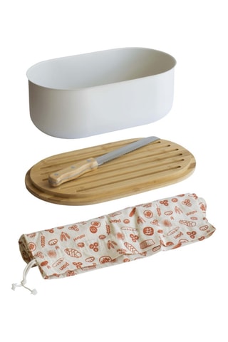 Service à pain en bambou et coton biologique - 4 pièces