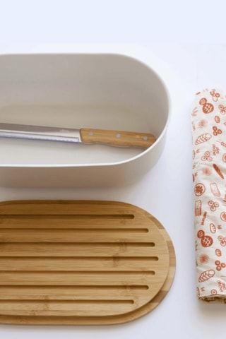 Service à pain en bambou et coton biologique - 4 pièces