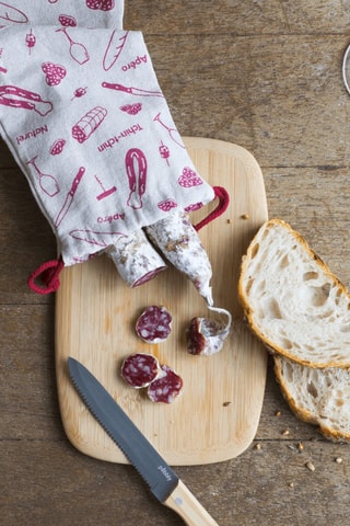 Ensemble à apéro en bambou, lin et acier inoxydable - 3 pièces