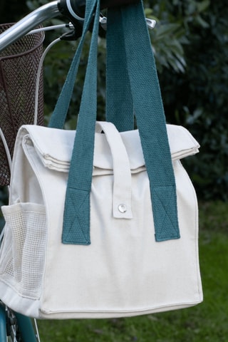 Sac à lunch en coton biologique - Bleu canard