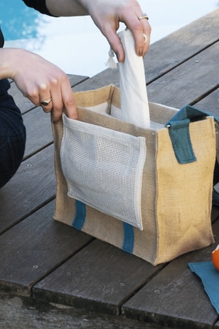 Sac à lunch en coton biologique - Beige