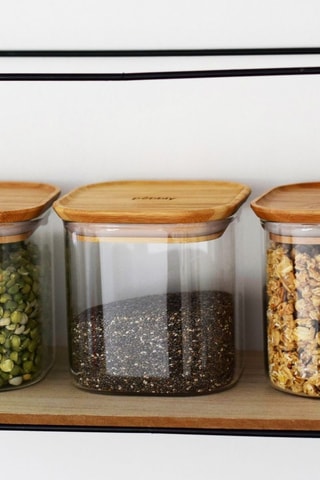 3 boîtes de conservations en verre borosilicate et bambou - 80 cl