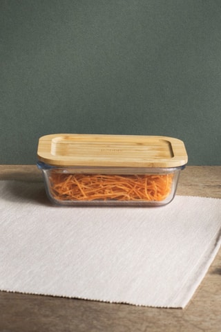 Boîte de conservation en verre borosilicate et bambou - 65 cl