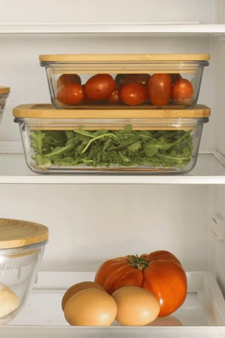 Boîte de conservation en verre borosilicate et bambou - 65 cl