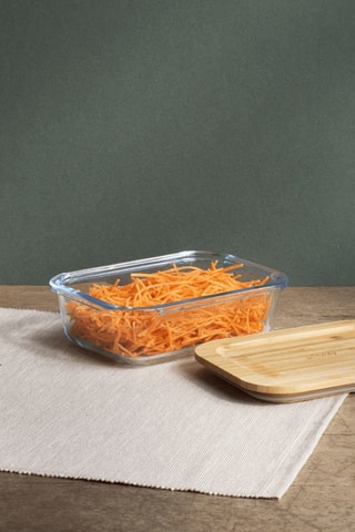 Boîte de conservation en verre borosilicate et bambou - 65 cl