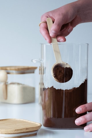 Boîte de conservation en verre avec couvercle et cuillère doseur bambou - 1,4 l