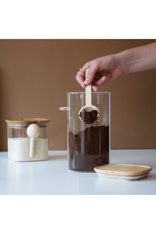 Boîte de conservation en verre avec couvercle et cuillère doseur bambou - 1,4 l