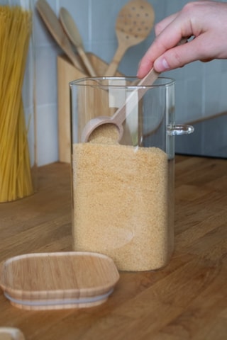 Boîte de conservation en verre avec couvercle et cuillère doseur bambou - 1,4 l