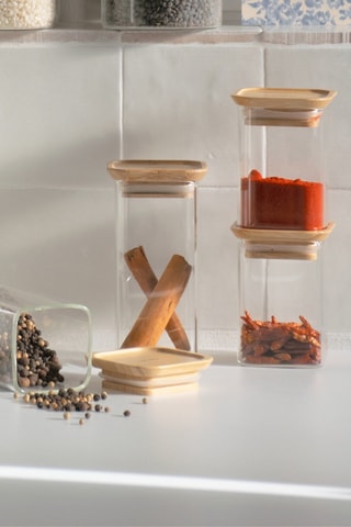 2 boîtes à épices en verre et bambou - 240 ml