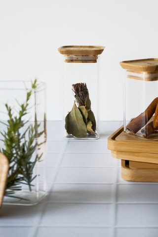 2 boîtes à épices en verre et bambou - 240 ml