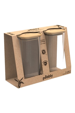 2 boîtes à épices en verre avec couvercle en bambou - 32 cl