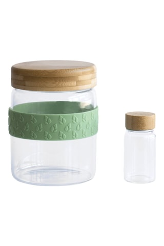 Bocal et pot en verre borosilicate, bambou et silicone - 5 et 70 cl