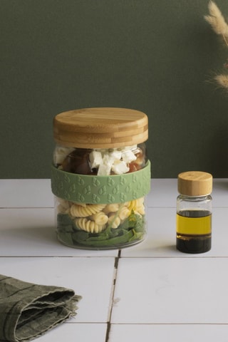 Bocal et pot en verre borosilicate, bambou et silicone - 5 et 70 cl