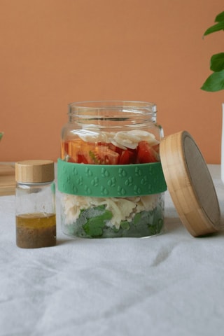 Bocal et pot en verre borosilicate, bambou et silicone - 5 et 70 cl