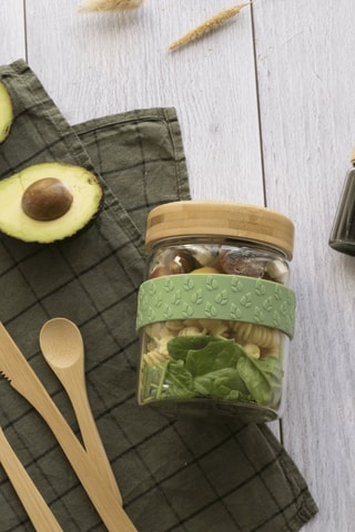 Bocal et pot en verre borosilicate, bambou et silicone - 5 et 70 cl