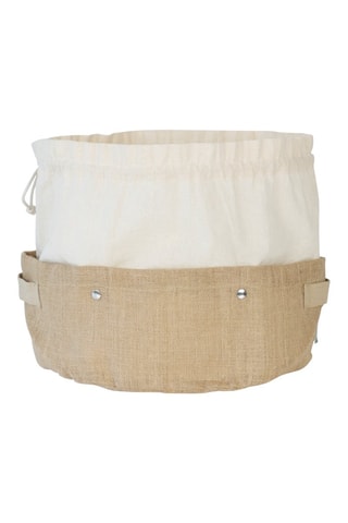 Corbeille de conservation 2 en 1 en coton biologique et jute - 35 x 27 x 14,5 cm