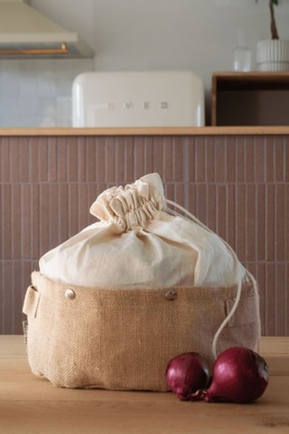 Corbeille de conservation 2 en 1 en coton biologique - 19,5 x 15 x 12 cm