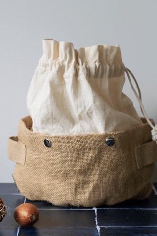 Corbeille de conservation 2 en 1 en coton biologique - 19,5 x 15 x 12 cm