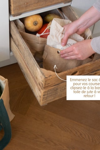 Corbeille de conservation 2 en 1 en coton biologique - 19,5 x 15 x 12 cm