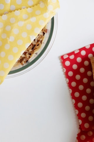 3 feuilles d’emballage alimentaire en cire d’abeille et coton biologique - 35 x 5 x 33 / 28 x 25 / 20 x 18 cm