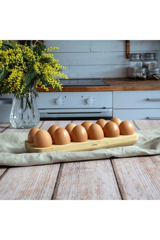 Plateau à œufs en bambou sans BPA - 30 x 10,5 x 3 cm