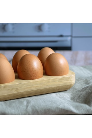 Plateau à œufs en bambou sans BPA - 30 x 10,5 x 3 cm