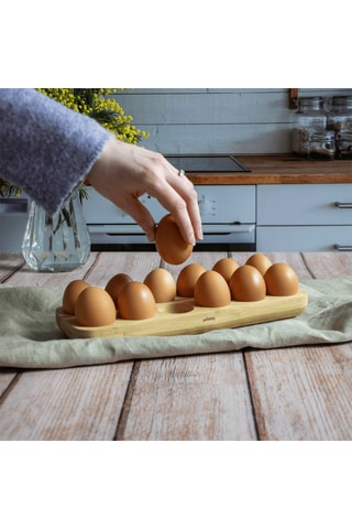 Plateau à œufs en bambou sans BPA - 30 x 10,5 x 3 cm