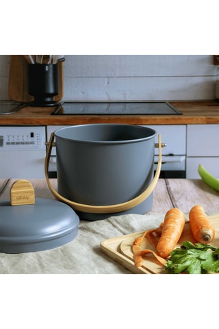 Seau à compost d’intérieur en acier inoxydable et bambou - 3,5 l