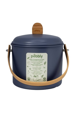Seau à compost d’intérieur en acier inoxydable et bambou - 3,5 l