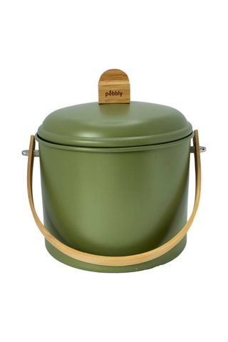 Seau à compost d’intérieur en acier inoxydable et bambou - 3,5 l