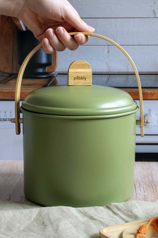 Seau à compost d’intérieur en acier inoxydable et bambou - 3,5 l