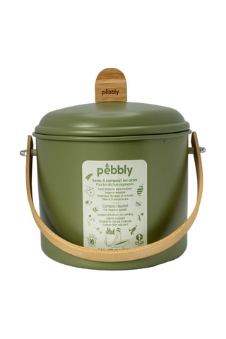 Seau à compost d’intérieur en acier inoxydable et bambou - 3,5 l