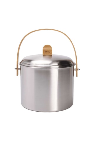 Seau à compost d’intérieur en acier inoxydable et bambou - 7 l