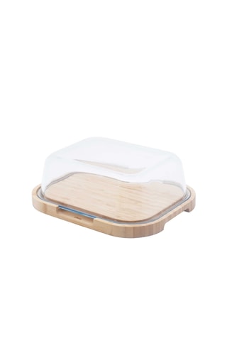 Boîte à fromage en verre borosilicate et bambou - 27 x 21,5 x 9,5 cm