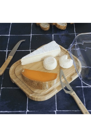 Boîte à fromage en verre borosilicate et bambou - 27 x 21,5 x 9,5 cm