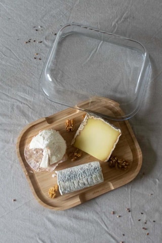 Boîte à fromage en verre borosilicate et bambou - 27 x 21,5 x 9,5 cm