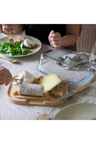 Boîte à fromage en verre borosilicate et bambou - 27 x 21,5 x 9,5 cm