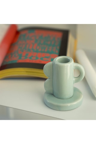 Keramische Kaarshouder - 7 cm - Lichtblauw