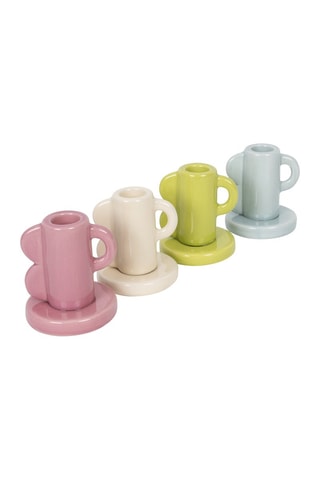 Keramische Kaarshouder - 7 cm - Lichtblauw