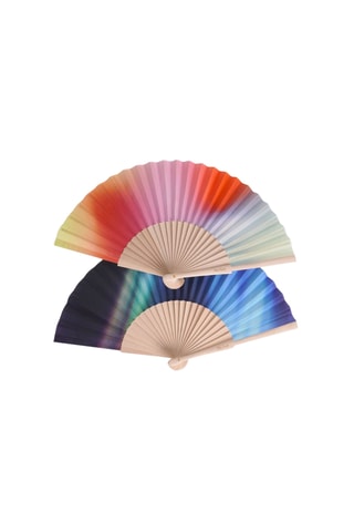 Houten Waaier - Blauw en Marineblauw