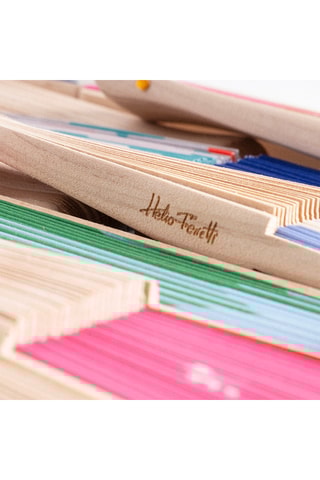 Houten Waaier - Blauw en Marineblauw