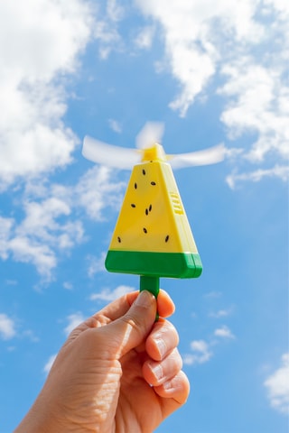 Miniventilator - 8 x 1,5 x 6 cm - Geel