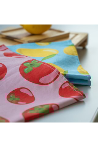 Theedoek - Roze en Rood