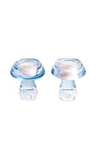 2 Kaarshouders - 6,6 cm - Hemelsblauw