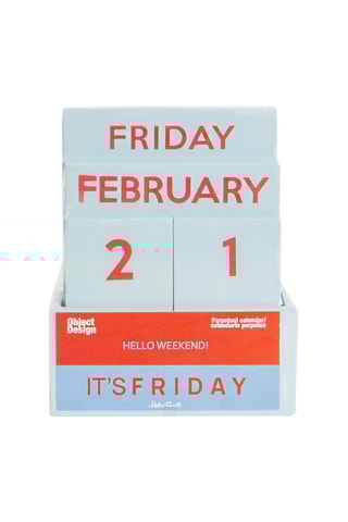 Houten Bureaukalender -  Hemelsblauw