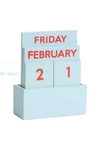 Houten Bureaukalender -  Hemelsblauw