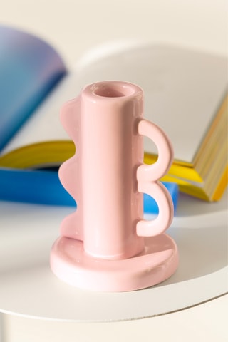 Keramische Kaarshouder - 11,3 cm - Roze