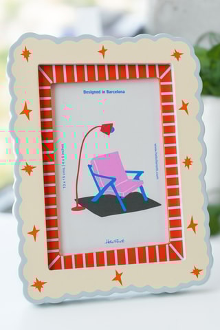 Fotolijst - 16 x 1,5 x 21 cm - Wit en Oranje