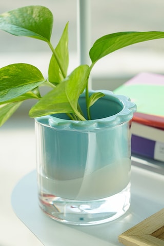 Aardewerk Hydrocultuurpot - 10,2 x 10 x 10,2 cm - Hemelsblauw