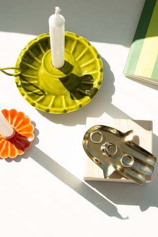 Keramische Kaarshouder - 8 cm - Oranje